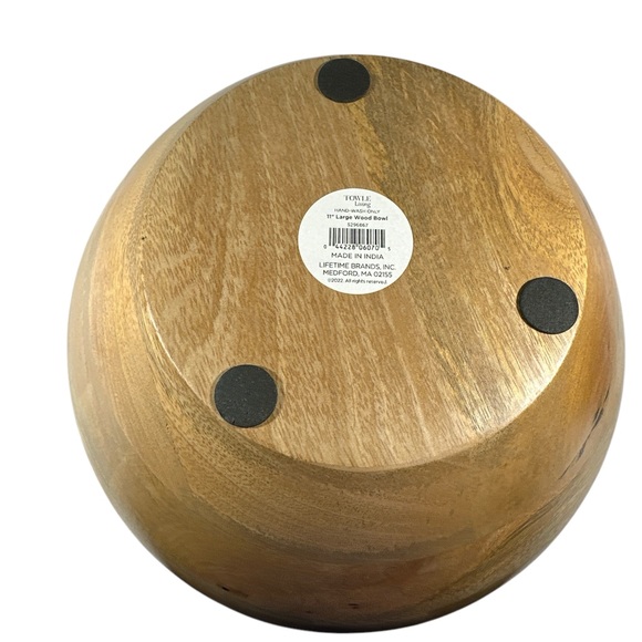 NEW Towle Living MANGO WOOD & BLACK Large Round Serving Bowl - Picture 5 of 6